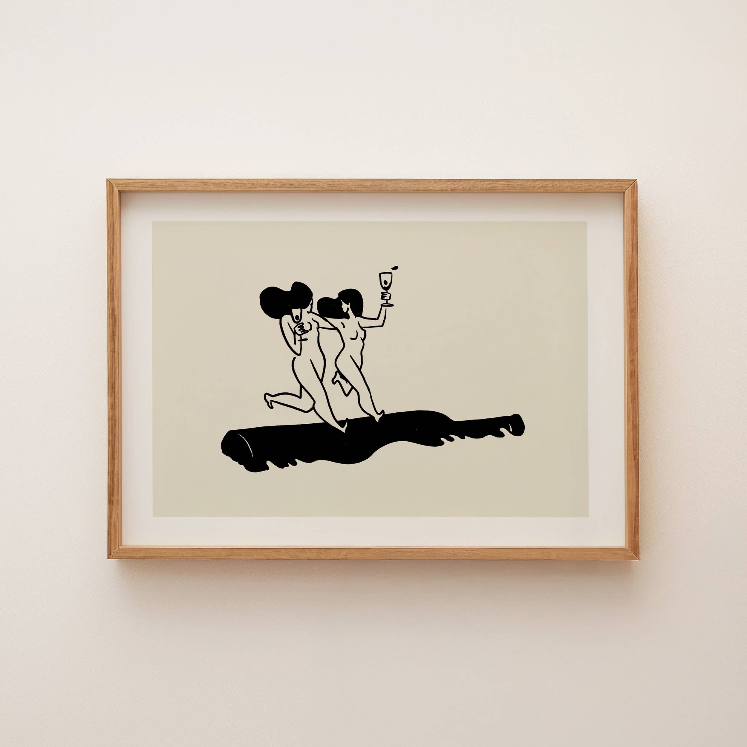 Tumbleweed Design Studio - Wine Rolling Vintage Foodie Wall Art Print