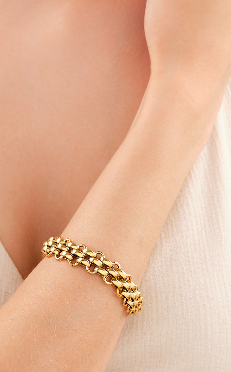 HoopLa - Estate Panther Chain Link Bracelet 14K Gold