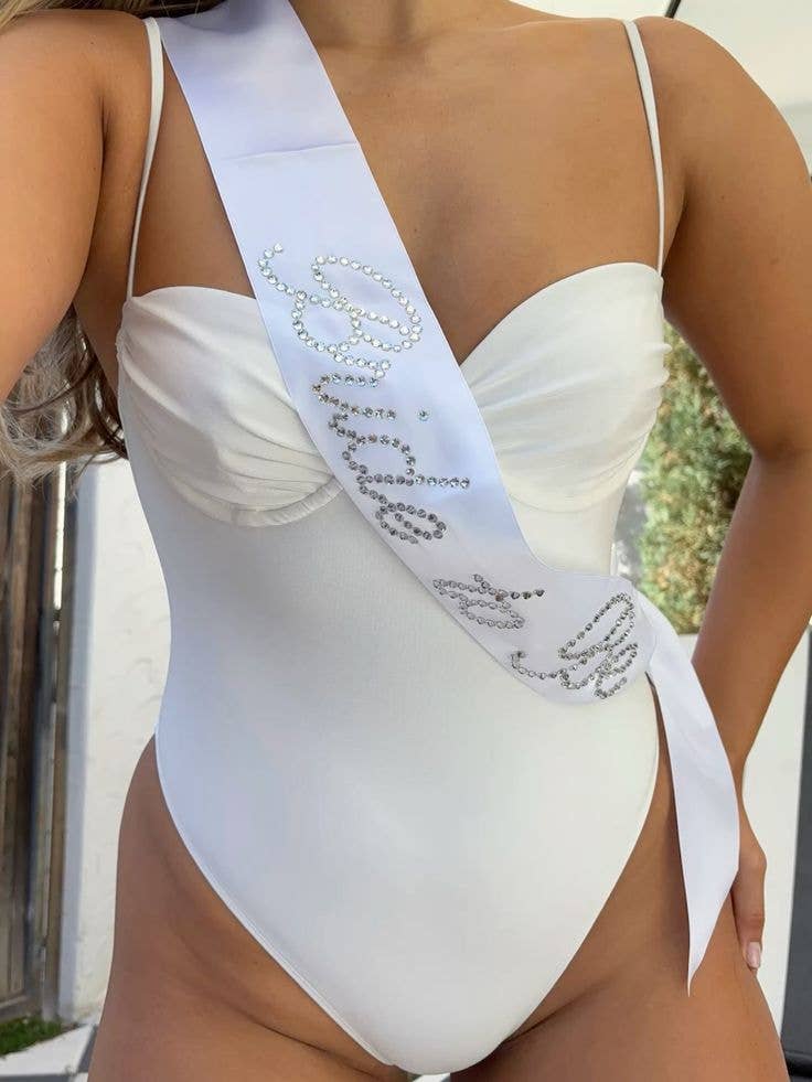 xo, Fetti - Bridal Shower Sash, Rhinestone Bride Accessory, Bach Gift