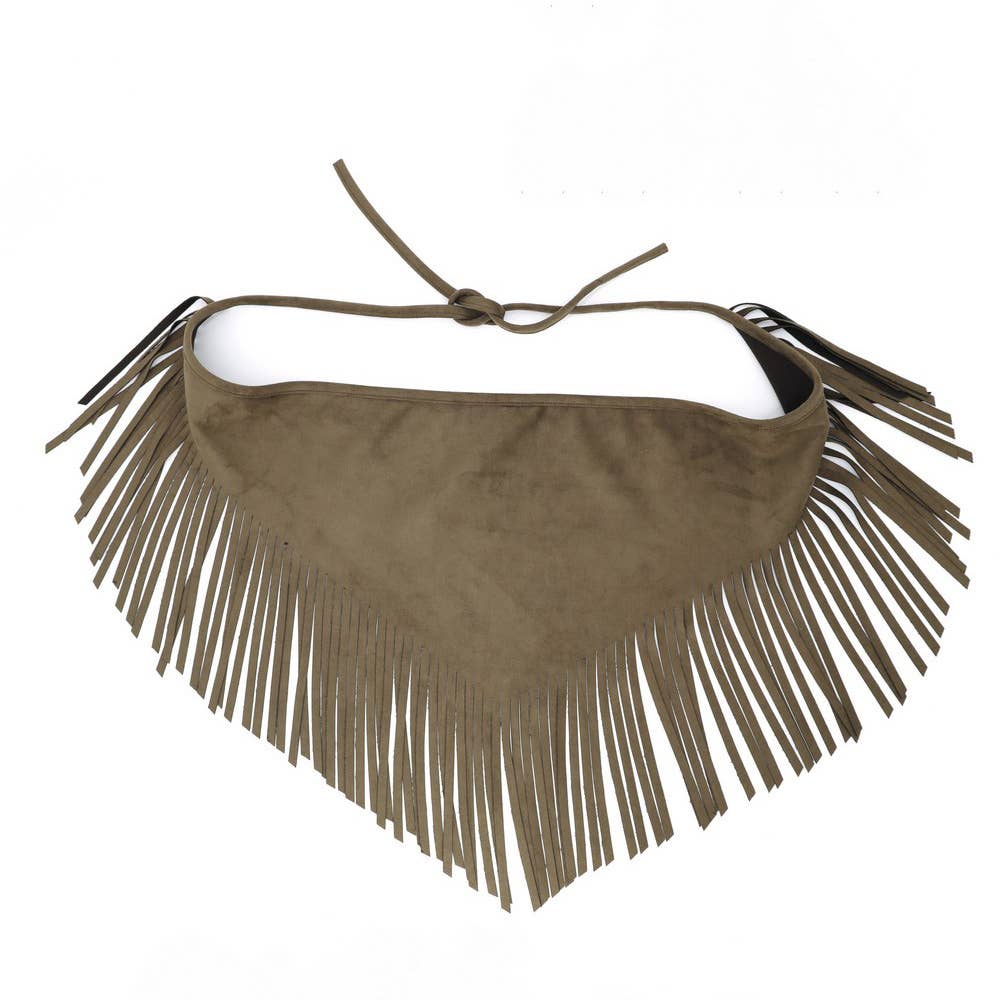 Collections by Fame Accessories - Vegan Suede Fringe Hip Scarf Wrap