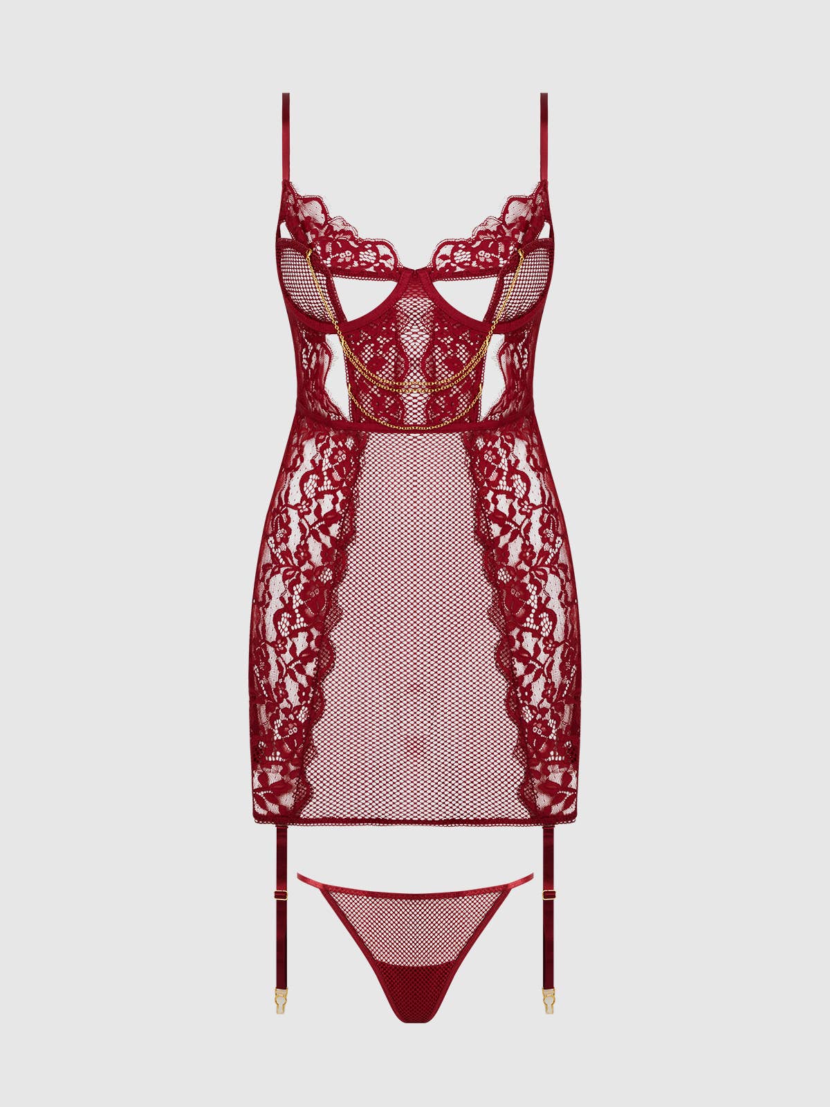 House of Desire - DEZI LACE & CHAIN CHEMISE SET