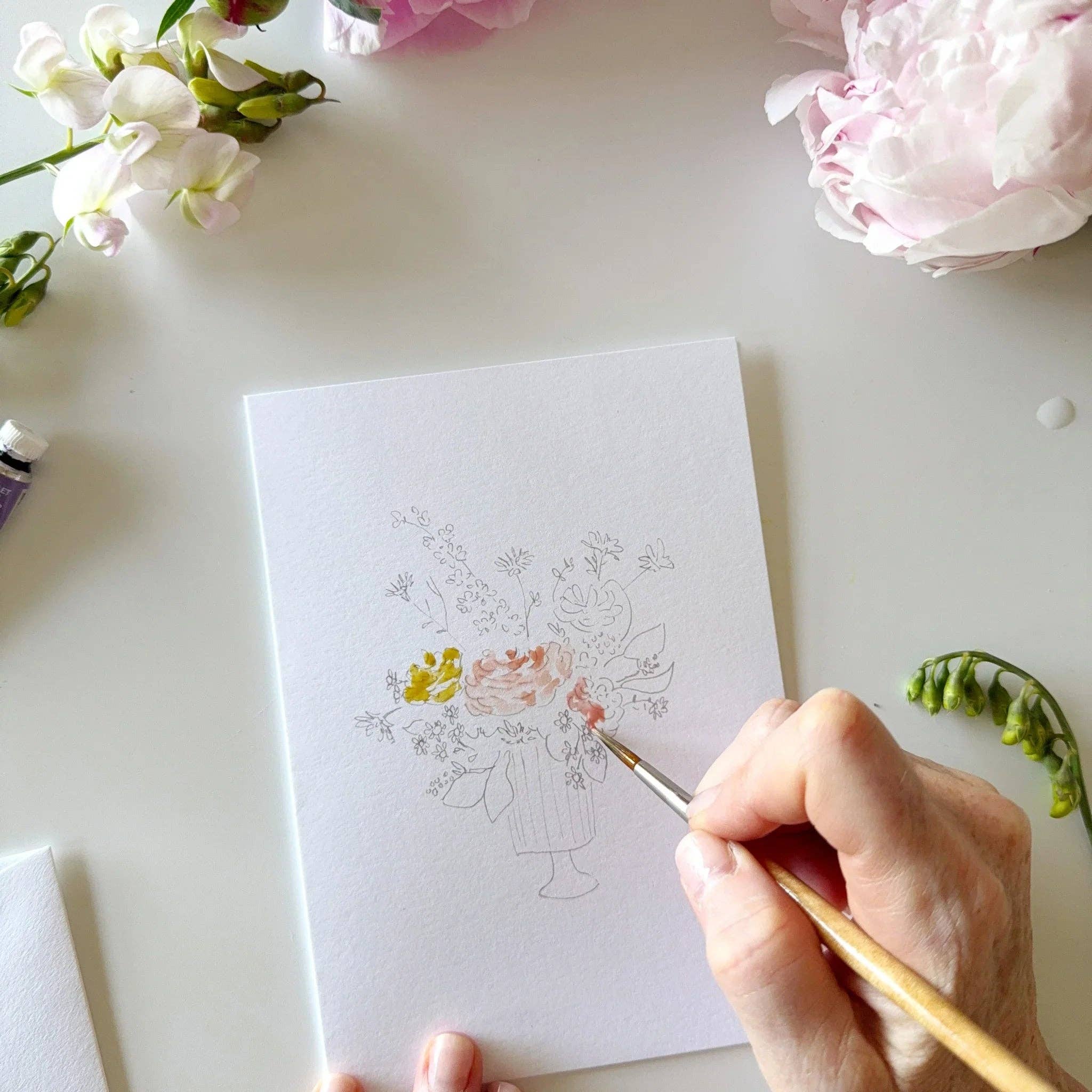 emily lex studio - Bouquets paintable watercolor notecard set