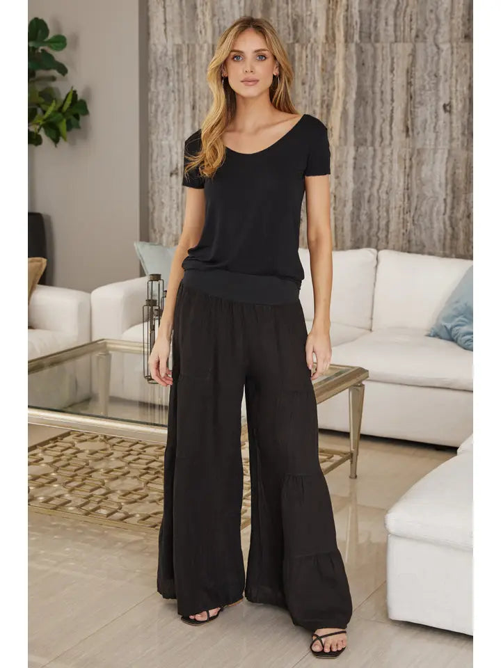 Linen Tiered Palazzo Pant