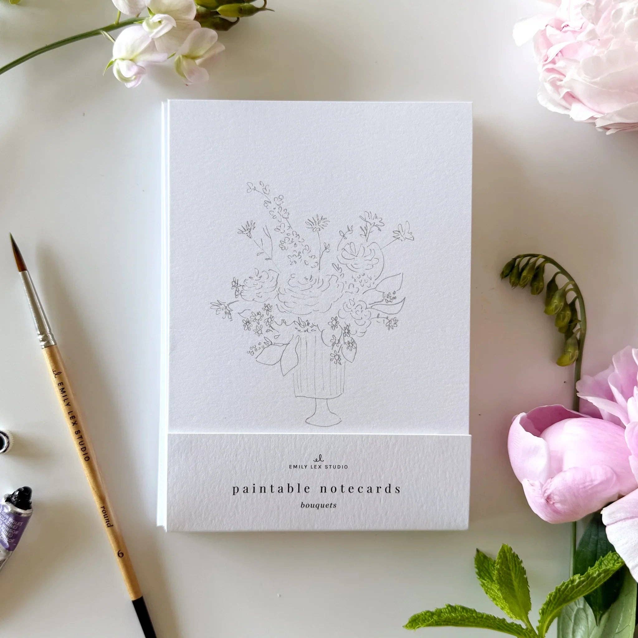 emily lex studio - Bouquets paintable watercolor notecard set