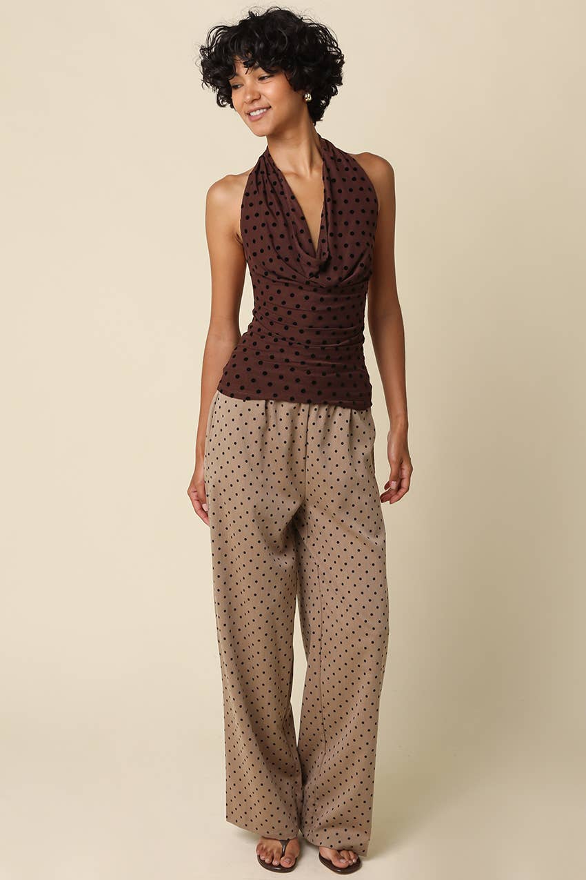 Olivaceous - Karrie Polka Dot Halter Top