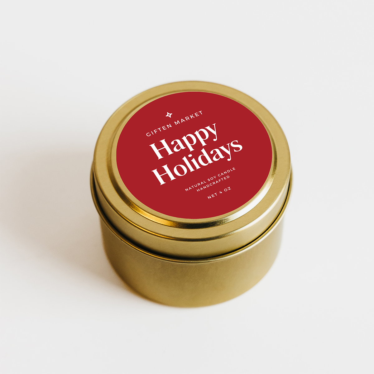 Giften Market - Happy Holidays Soy Candle - 4 oz Gold Travel Tin - Stockings