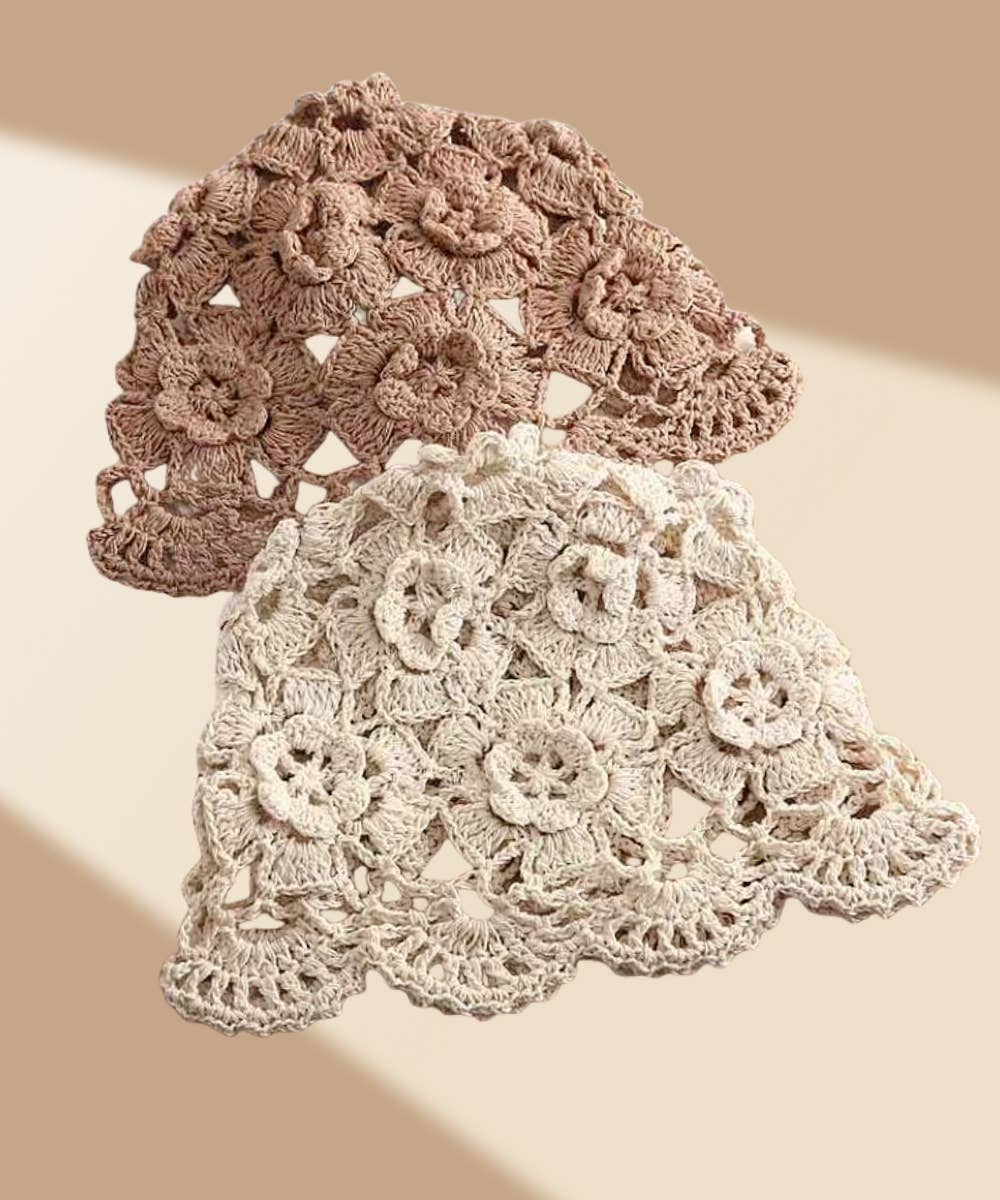 Vintage Hand-Crocheted Floral Dressy Hat