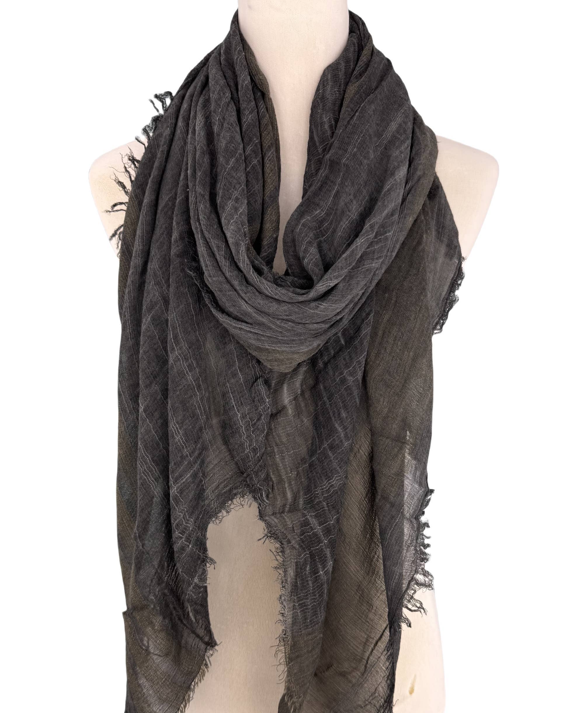 Classic Vintage Stonewash Stripe-Trimmed Scarf