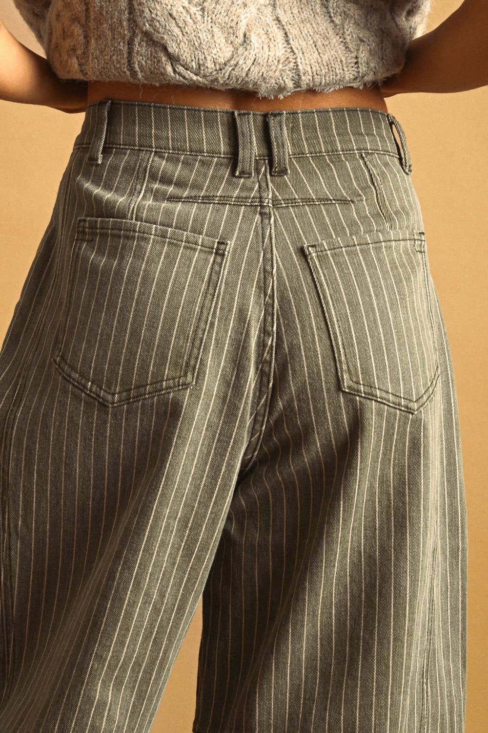 MIOU MUSE - PINSTRIPED PATTERN BARREL PANTS