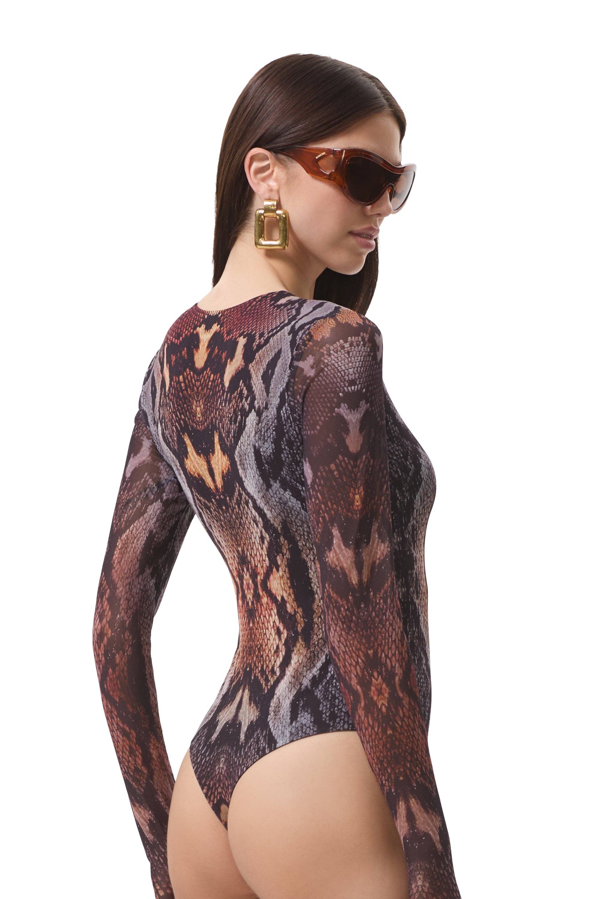 AFRM - Eaton Bodysuit - Placed Umber Snake