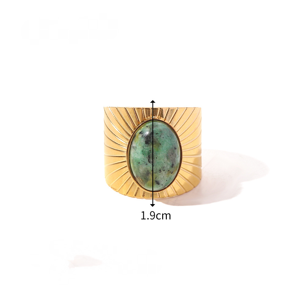 Mio Queena - 18K Gold-plated Stainless Steel Inlaid Stone Rings - FGS/CS