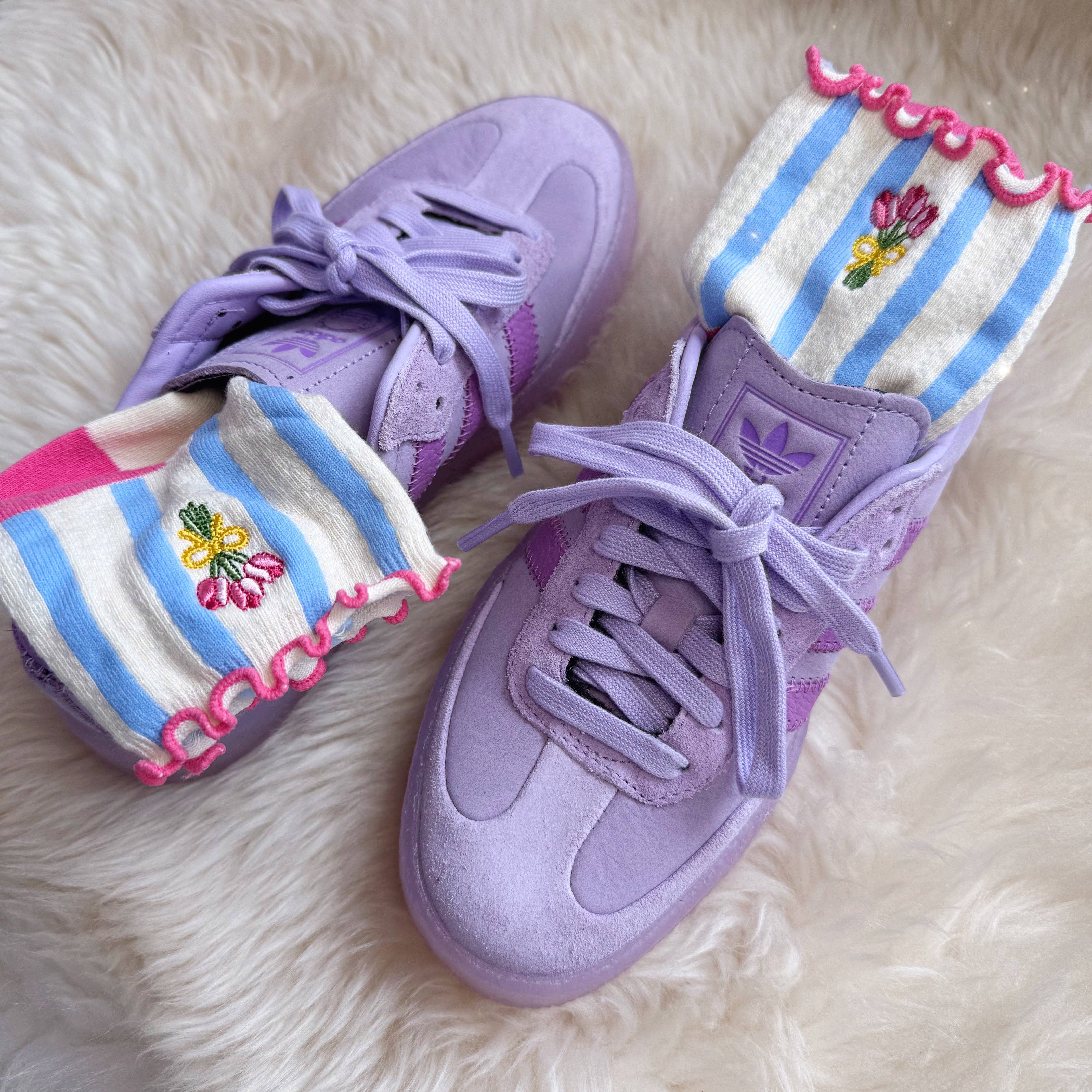 Wildflower + Co. - Tulip Embroidered Ruffle Pointelle Socks