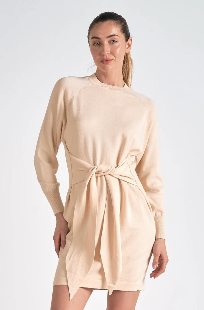 Front Tie Dress Midi L / White Front Tie Dress Midi L / White