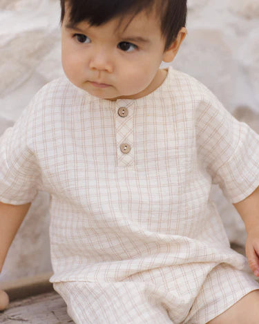 WOVEN BOXY TOP + SHORT SET || OAT CHECK