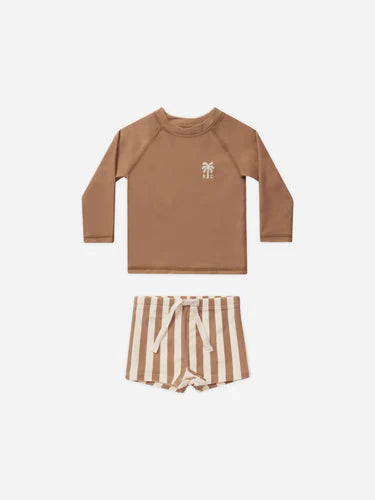 rash guard boy set || clay stripe