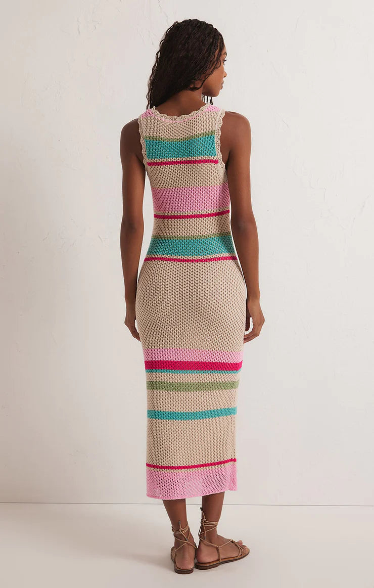 IBIZA STRIPE CROCHET SWEATER DRESS