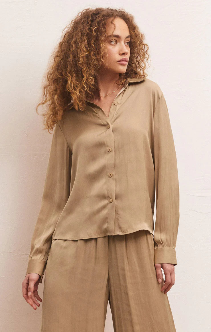 SERENITY LUX SHEEN BUTTON UP TOP