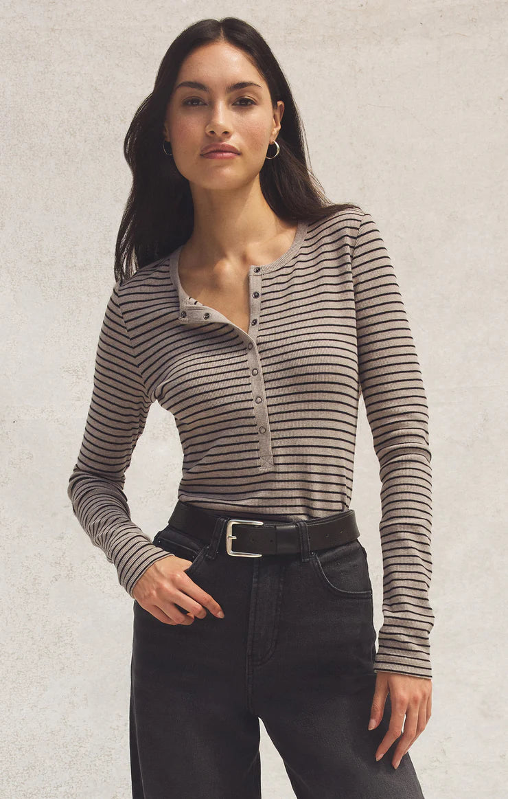 Stella Striped Modal Rib Henley