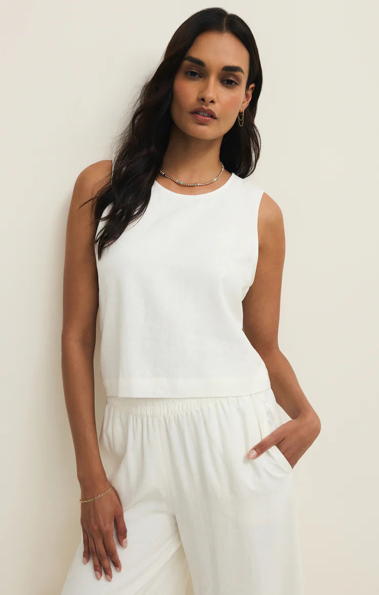 Sloane Linen Cropped Tank