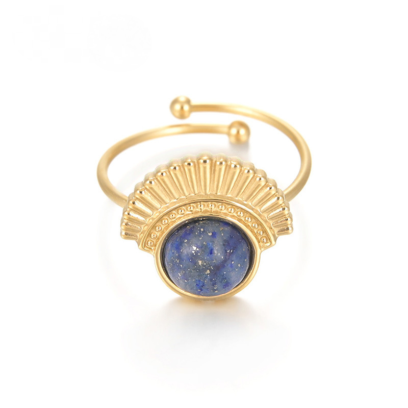 Mio Queena - 18K Gold-plated Stainless Steel Inlaid Stone Rings - FGS/CS