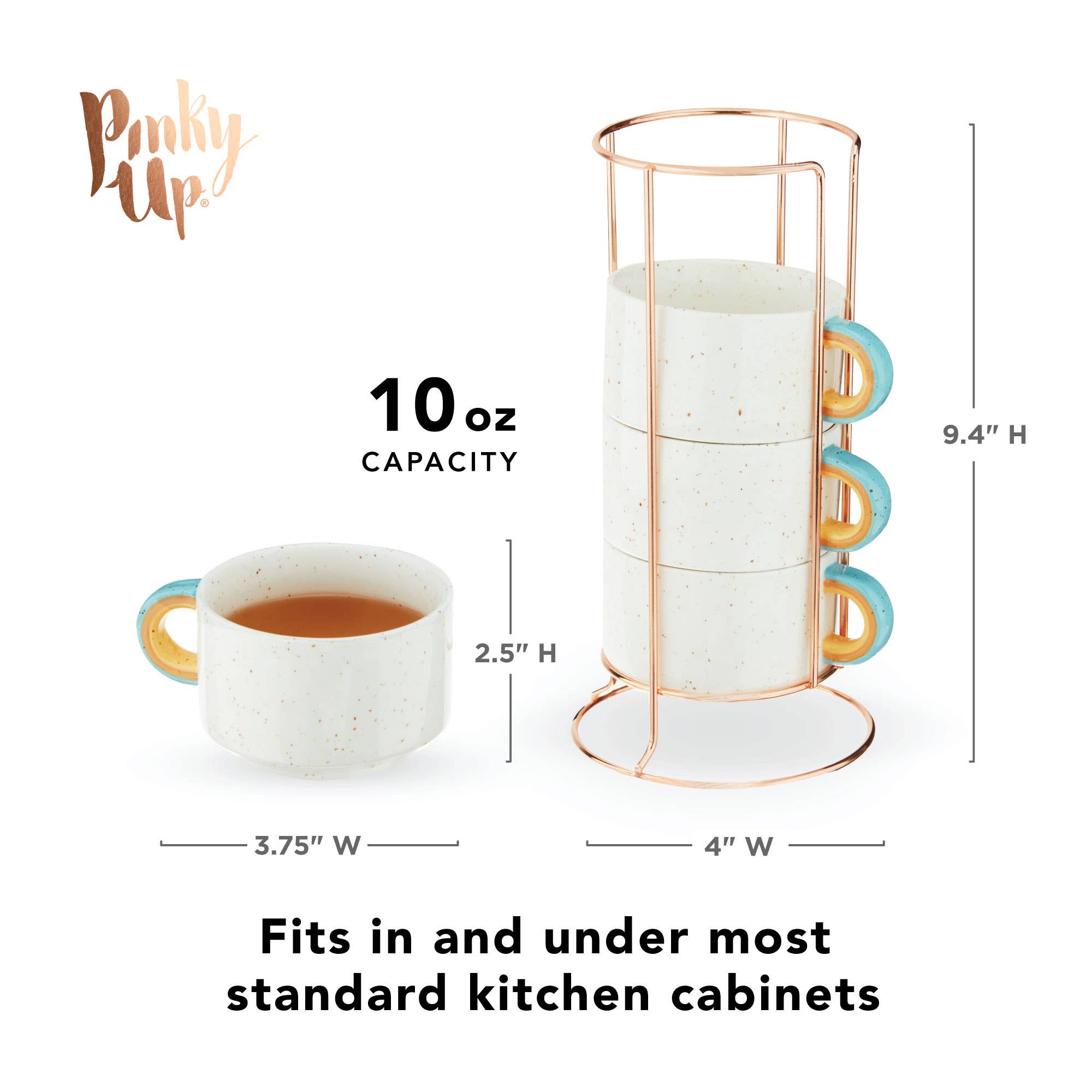 Pinky Up - Winona Set of 4 Mugs with Stand