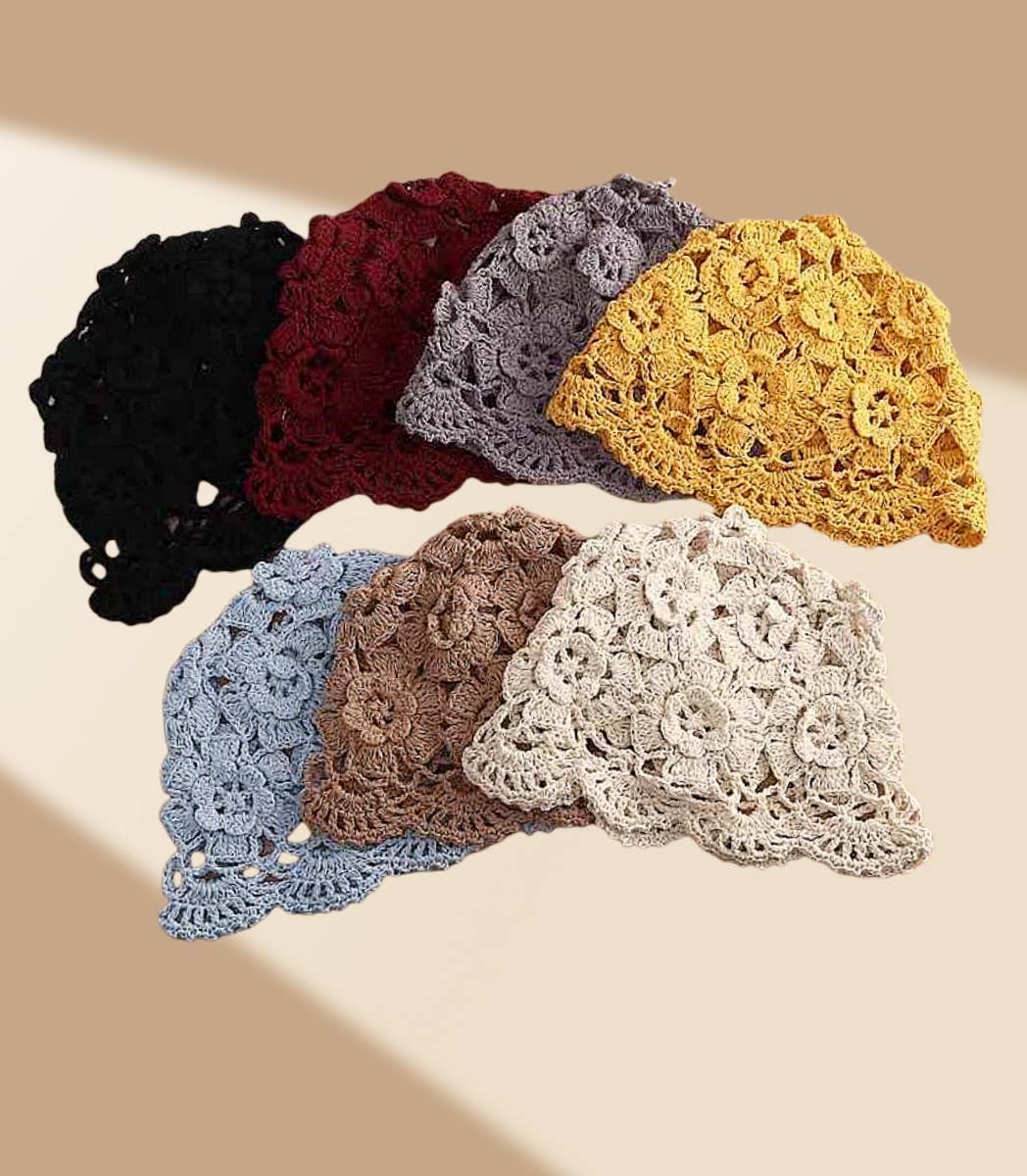 Vintage Hand-Crocheted Floral Dressy Hat