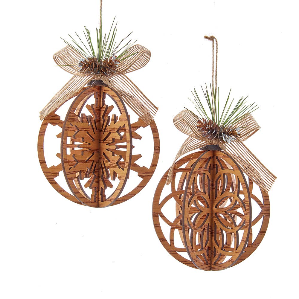 Kurt S. Adler, Inc. - 6.7" Wooden Cut-Out 3-D Ball Orn