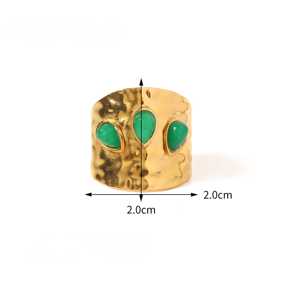 Mio Queena - 18K Gold-plated Stainless Steel Inlaid Stone Rings - FGS/CS