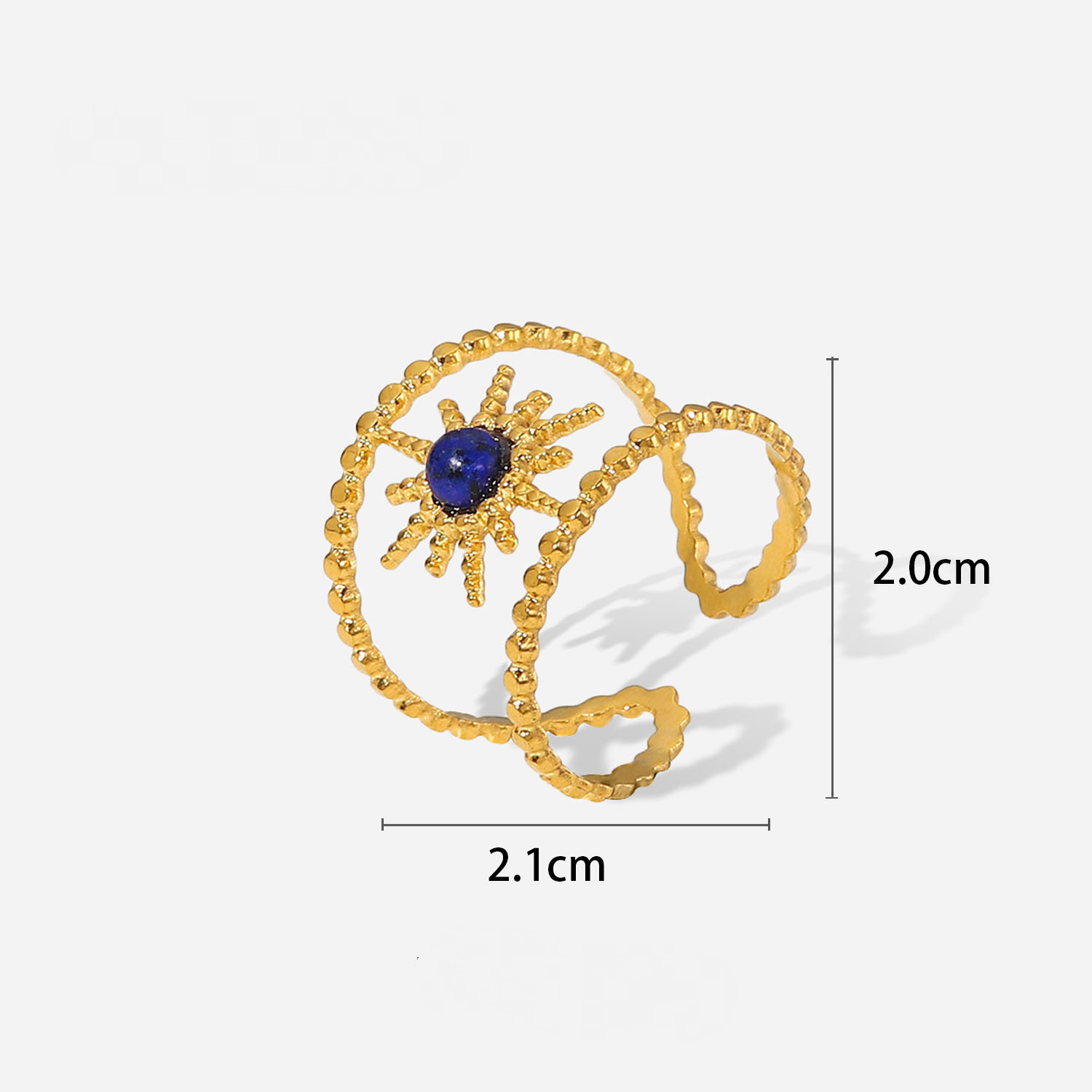 Mio Queena - 18K Gold-plated Stainless Steel Inlaid Stone Rings - FGS/CS