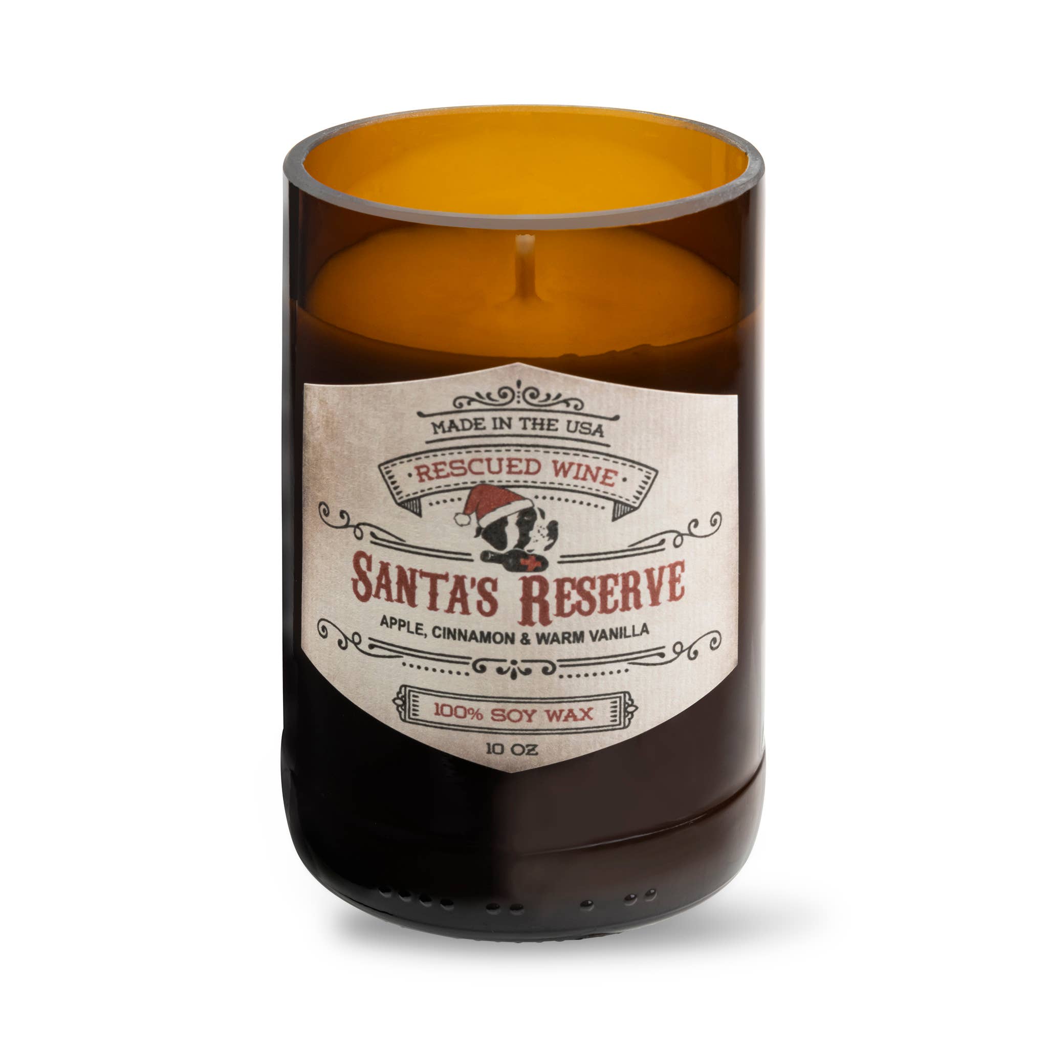 Rescued Wine Candles - Santa's Reserve Soy Candle - Spirits - Christmas Candle -ECO