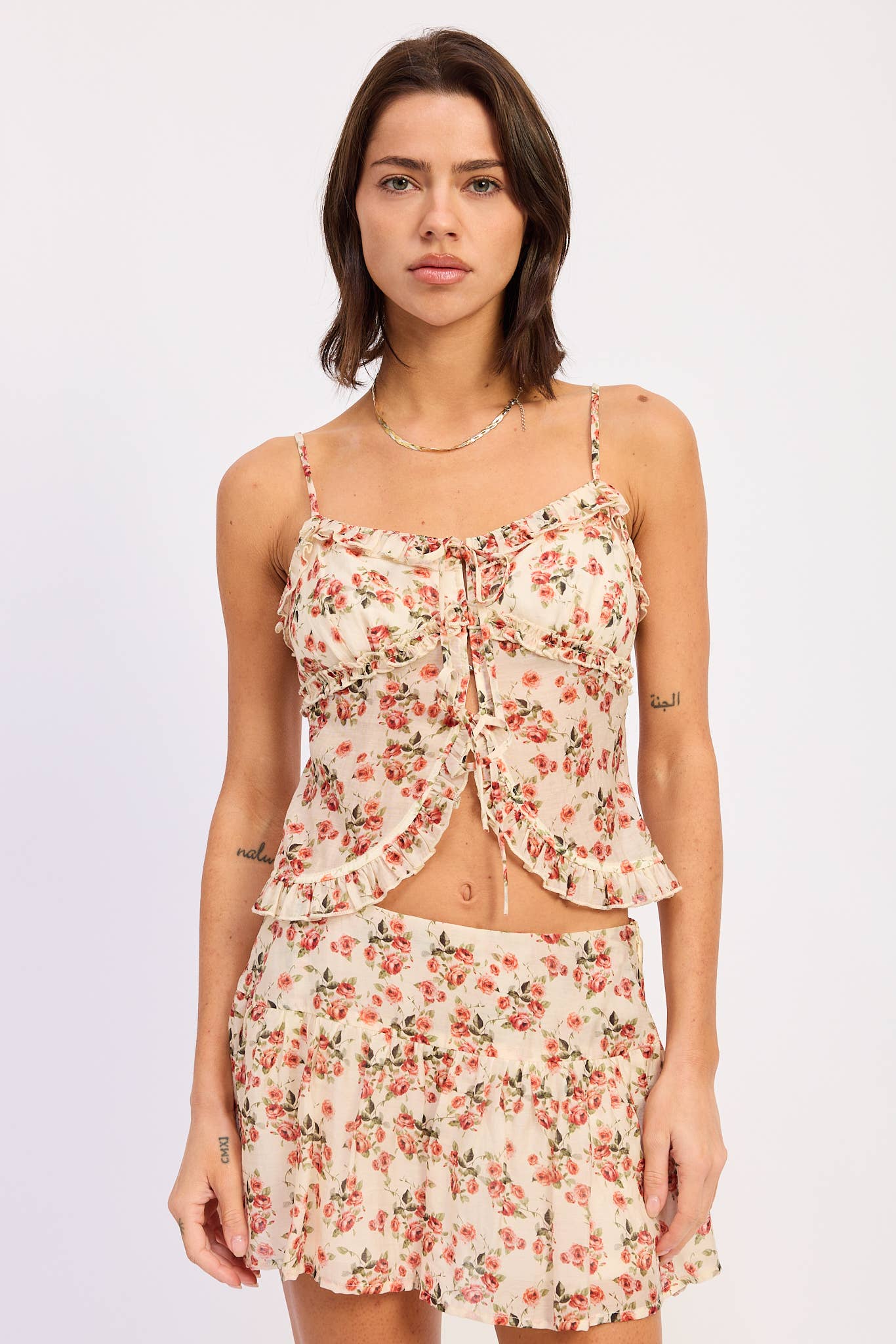 Emory Park - RUFFLED CAMI TOP WITH FRONT TIE