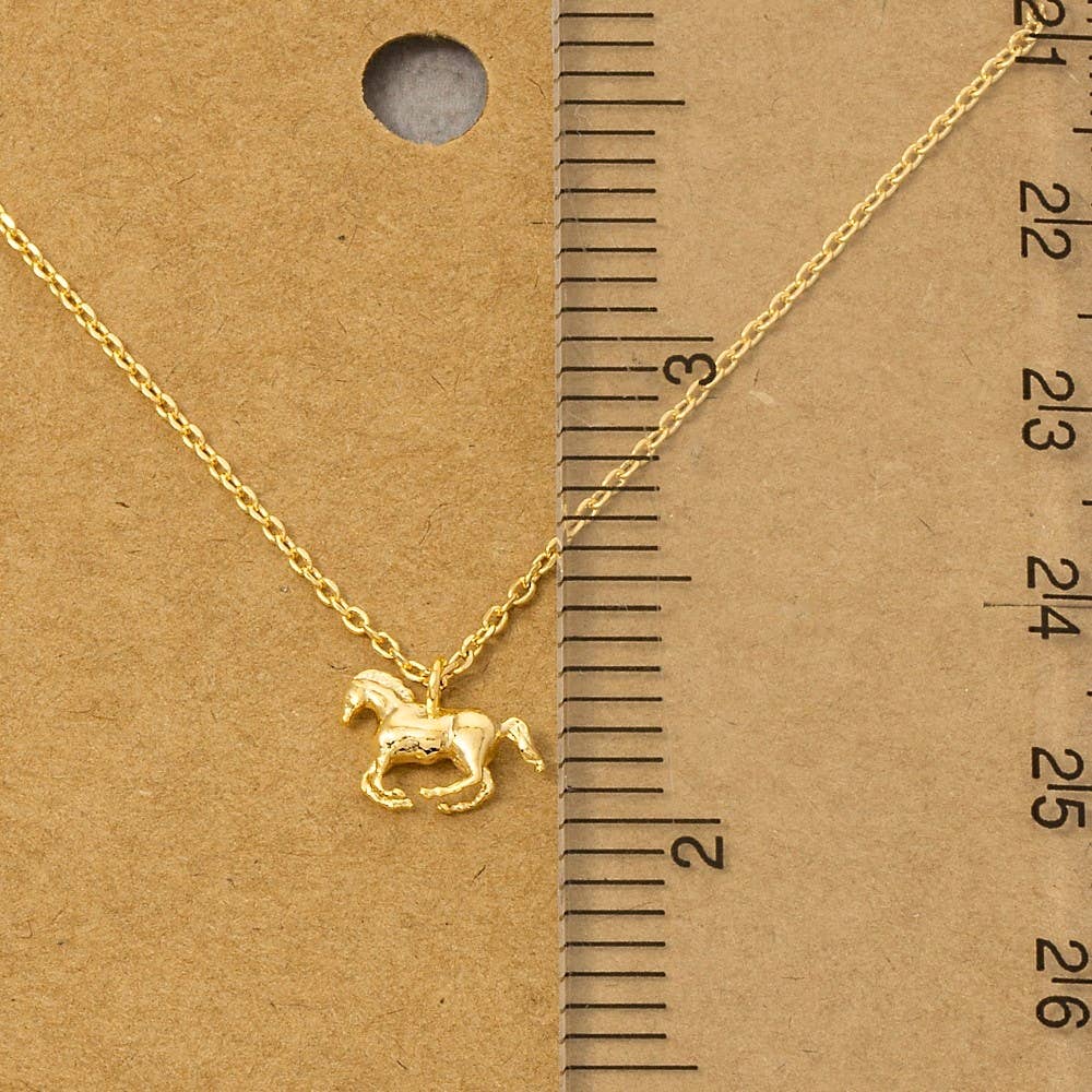 Fame Accessories - Gold Dipped Mini Horse Pendant Necklace