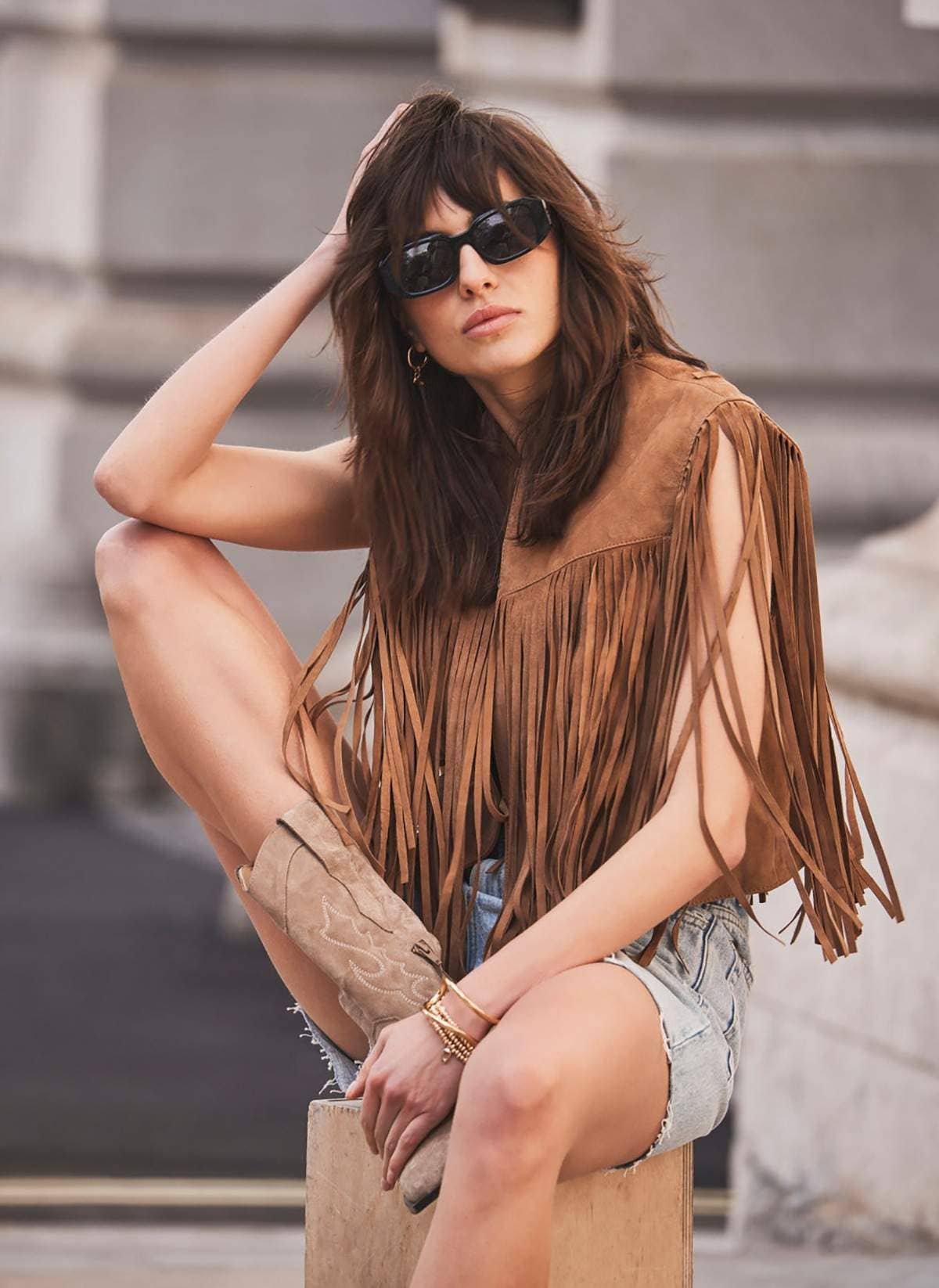 Faux Deerskin velvet solid color short vest