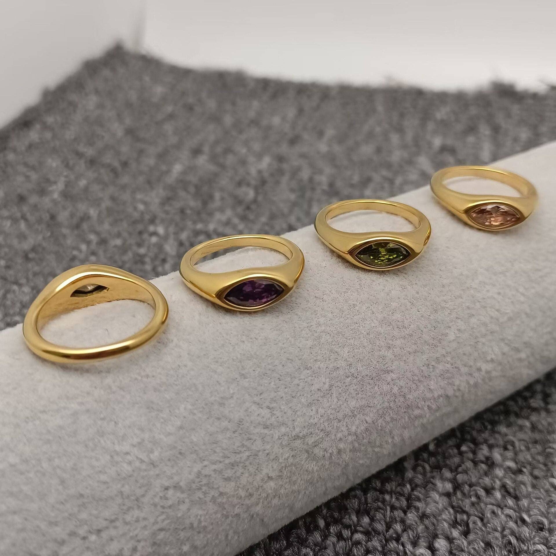 Mio Queena - FGS - Horse Eye Zircon 18K Gold Plated Stainless Steel Ring