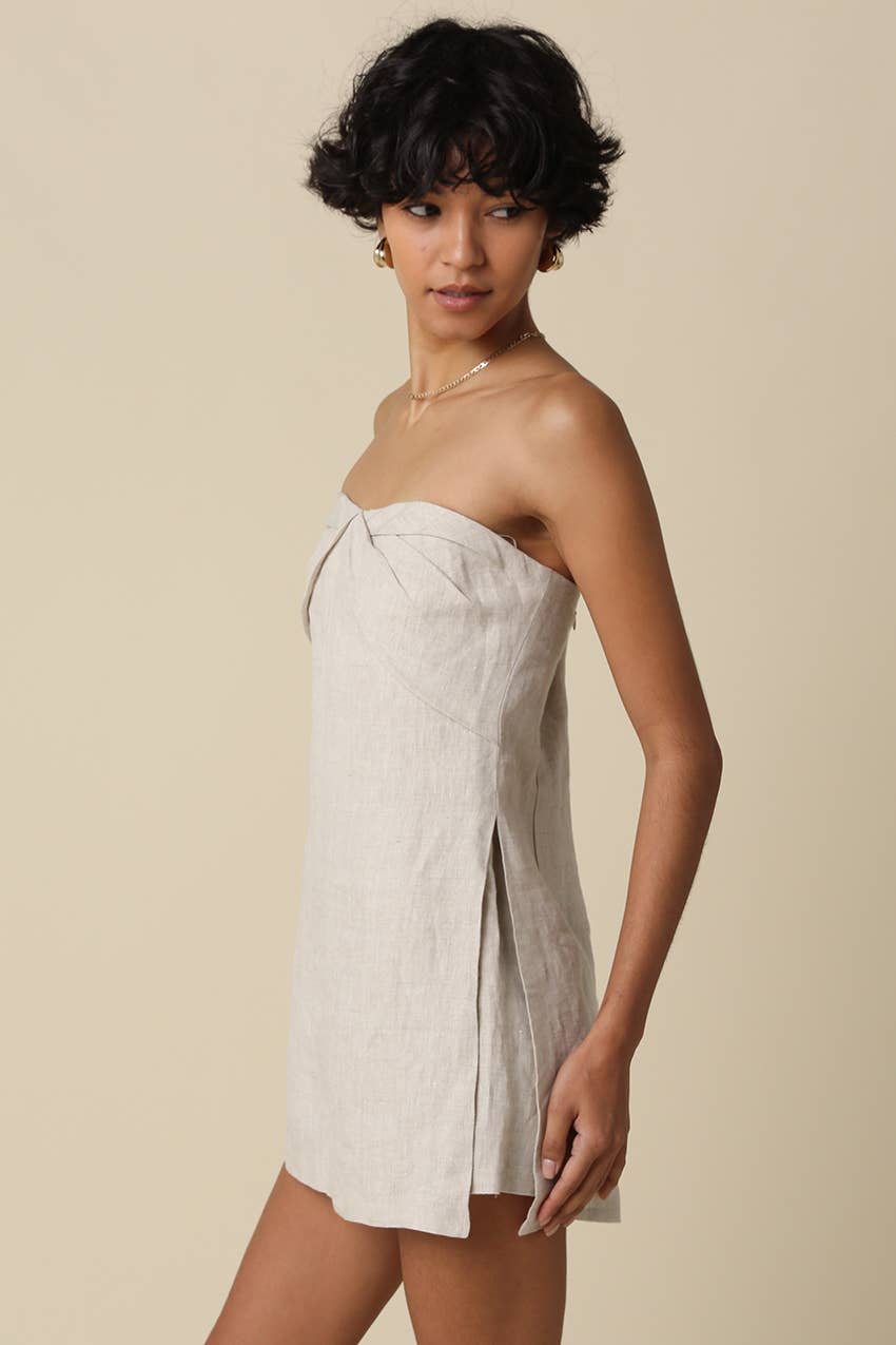 Olivaceous - Becca Linen Strapless Romper