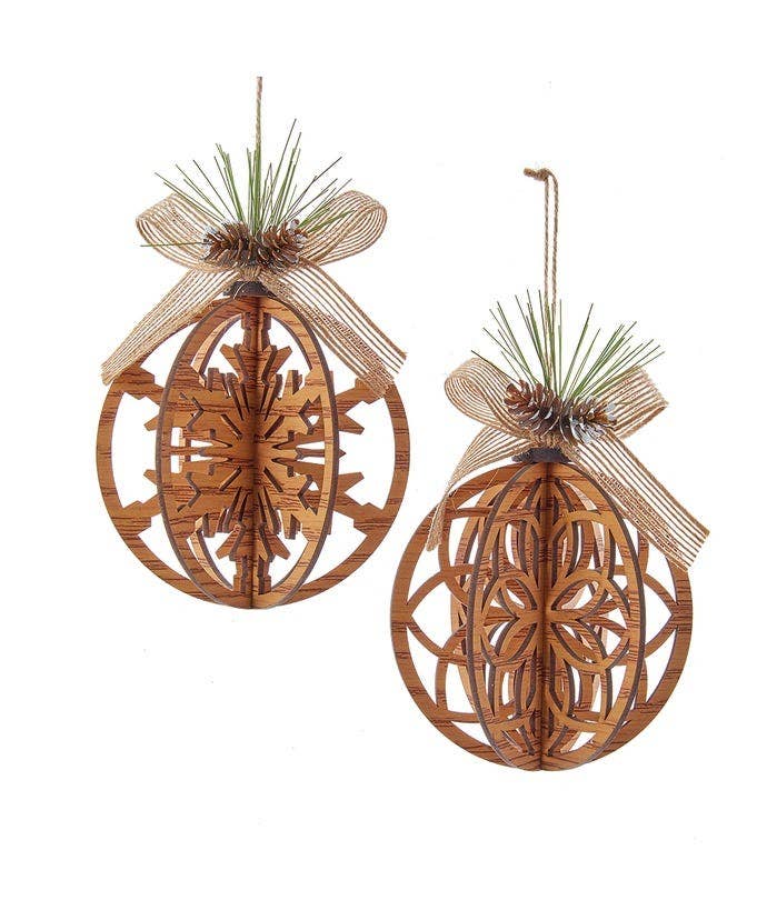 Kurt S. Adler, Inc. - 6.7" Wooden Cut-Out 3-D Ball Orn