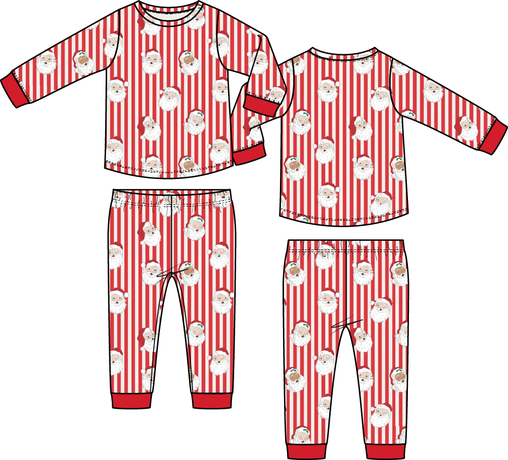 Angel Dear - Vintage Santa Stripe - Long Sleeve Loungewear Set