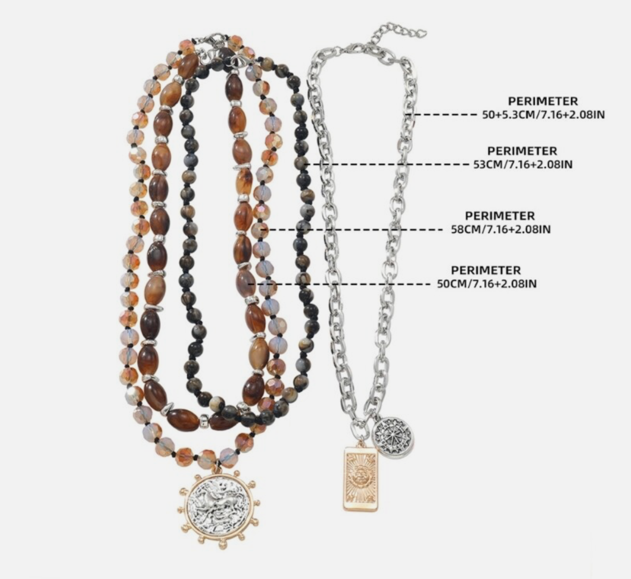 HoopLa - Editorial Mixed 4 Necklaces Stack and Charm- Recycled Metal