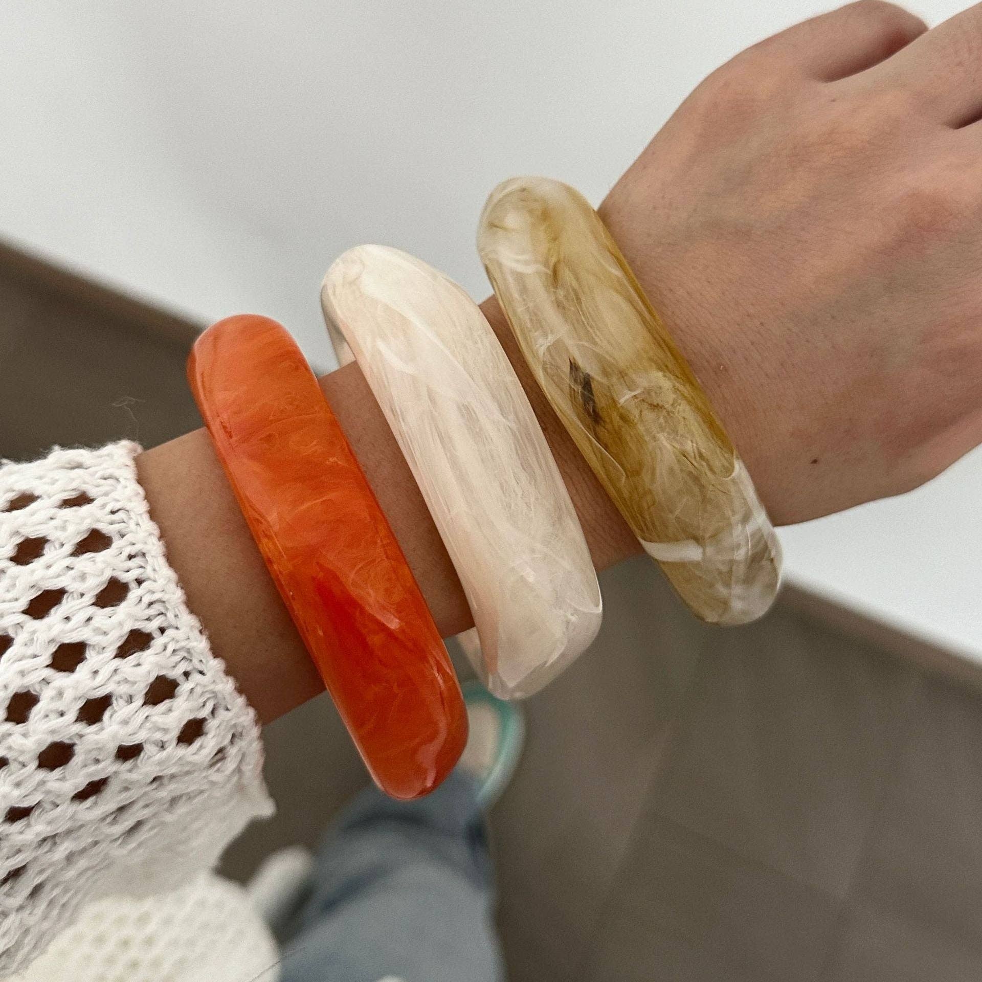 Dipped Shop - Irregular Acrylic Resin Bangle Bracelets MK2PPPO6W6JBR304
