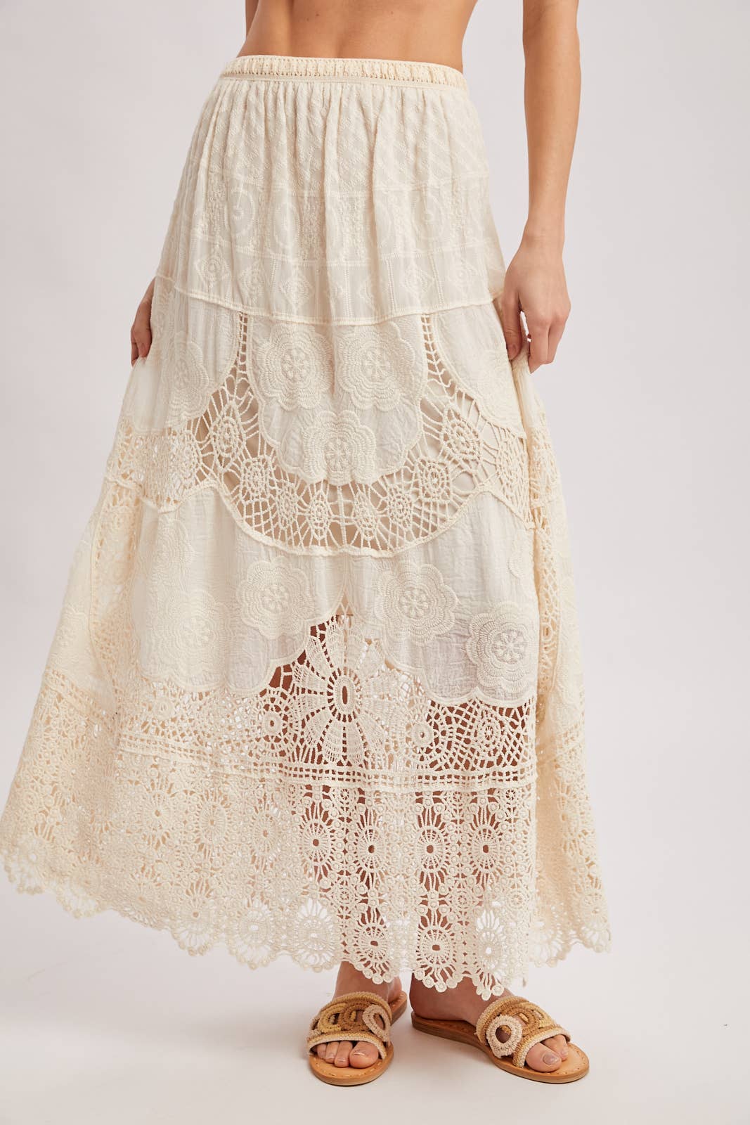Bluivy - BOHO SHEER LACE MAXI SKIRT WITH LINING