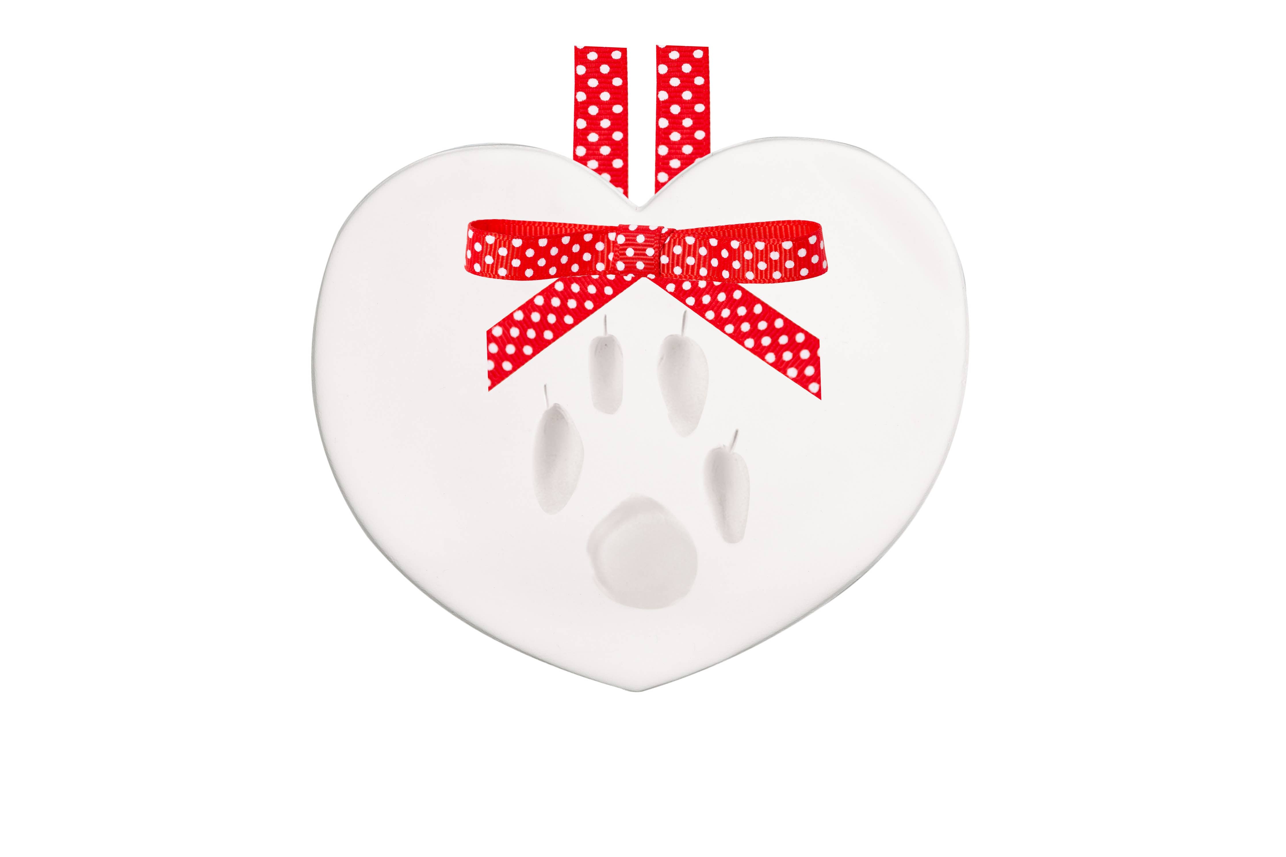 Pearhead - Pawprints Keepsake Hanging Holiday Ornament, Heart Shape