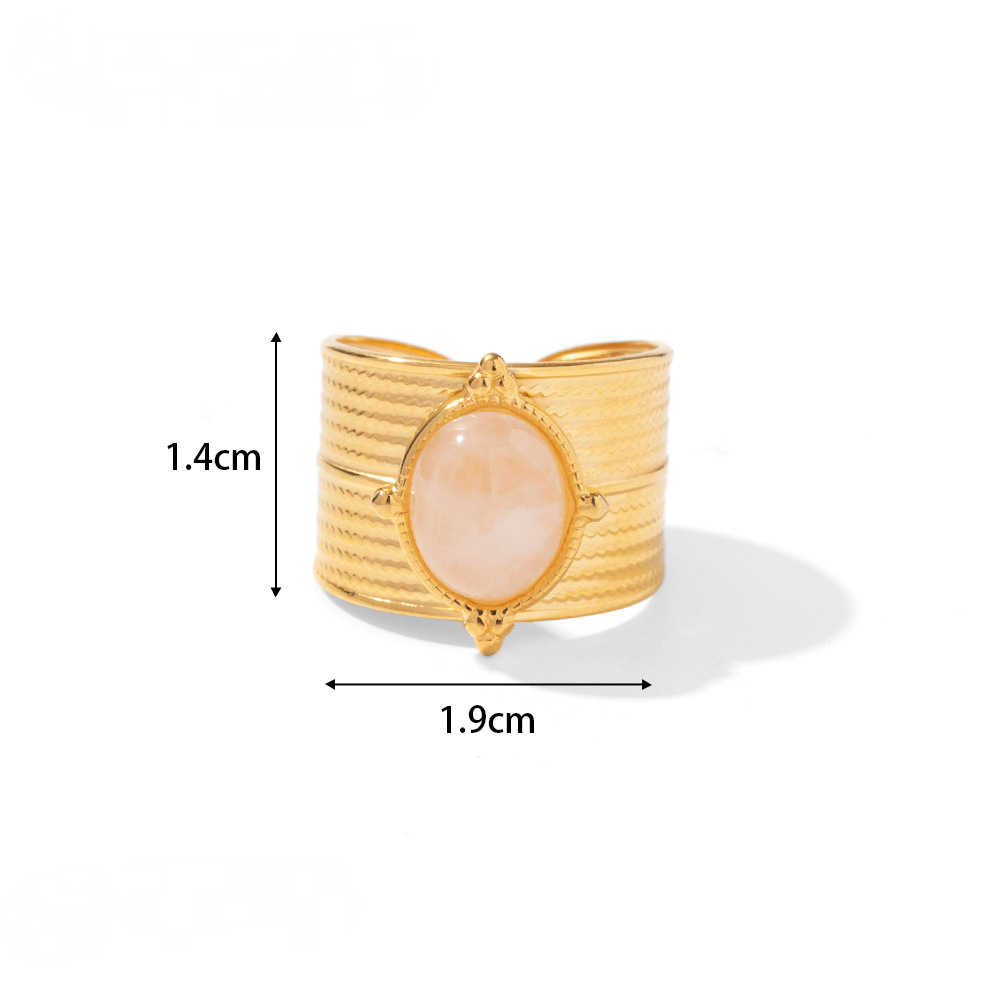 Mio Queena - 18K Gold-plated Stainless Steel Inlaid Stone Rings - FGS/CS