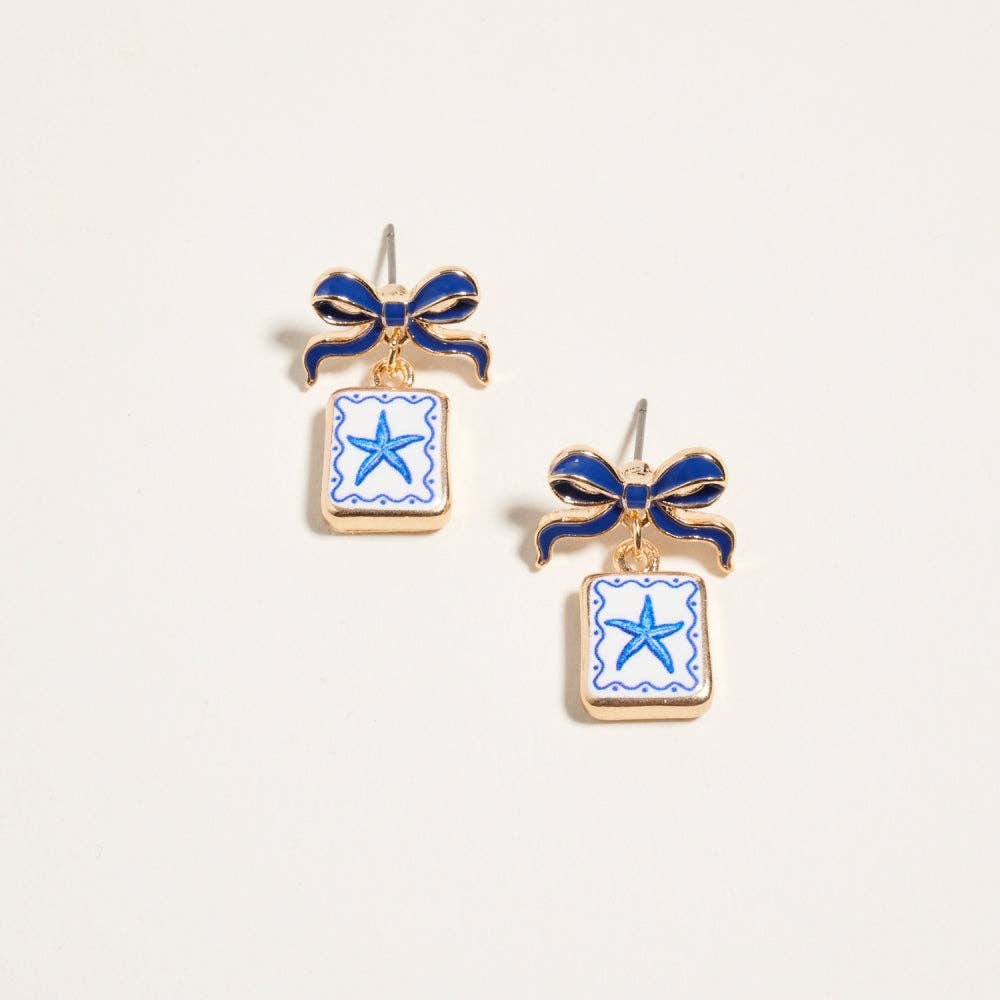 Designature New York - Mediterranean Coastal Beach Themed Enamel Earrings