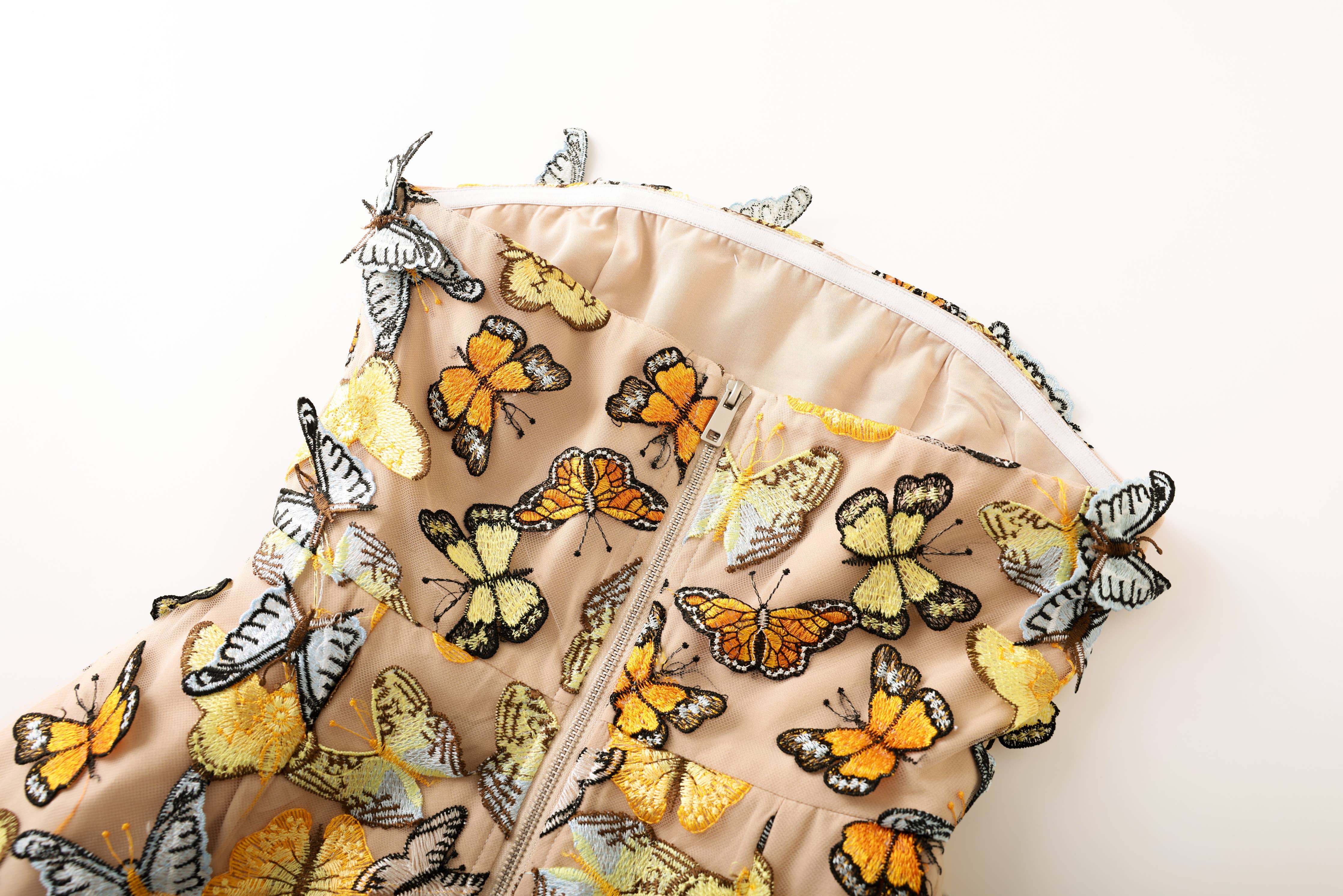 Productseeker - PS14 3D Butterfly Embroidered Strapless Mini Party Dress