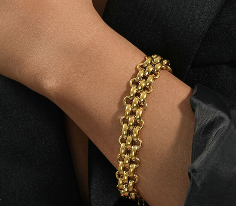 HoopLa - Estate Panther Chain Link Bracelet 14K Gold