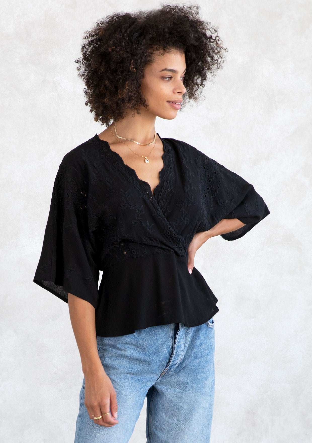 Eyelet Wing Top