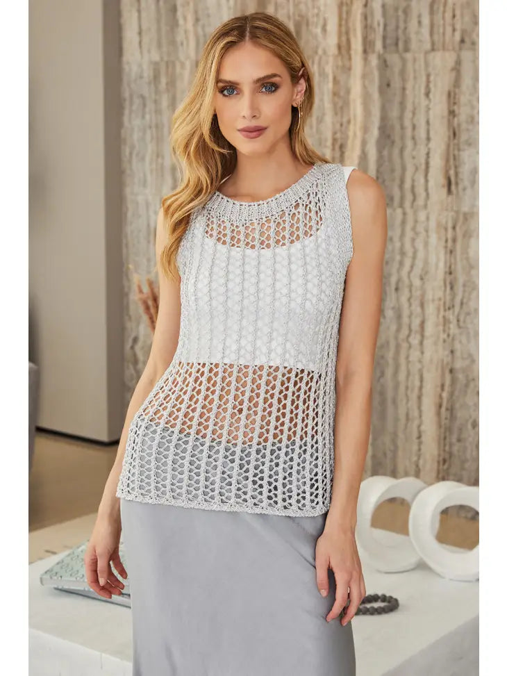 VISCOSE METALLIC CROCHET TANK TOP