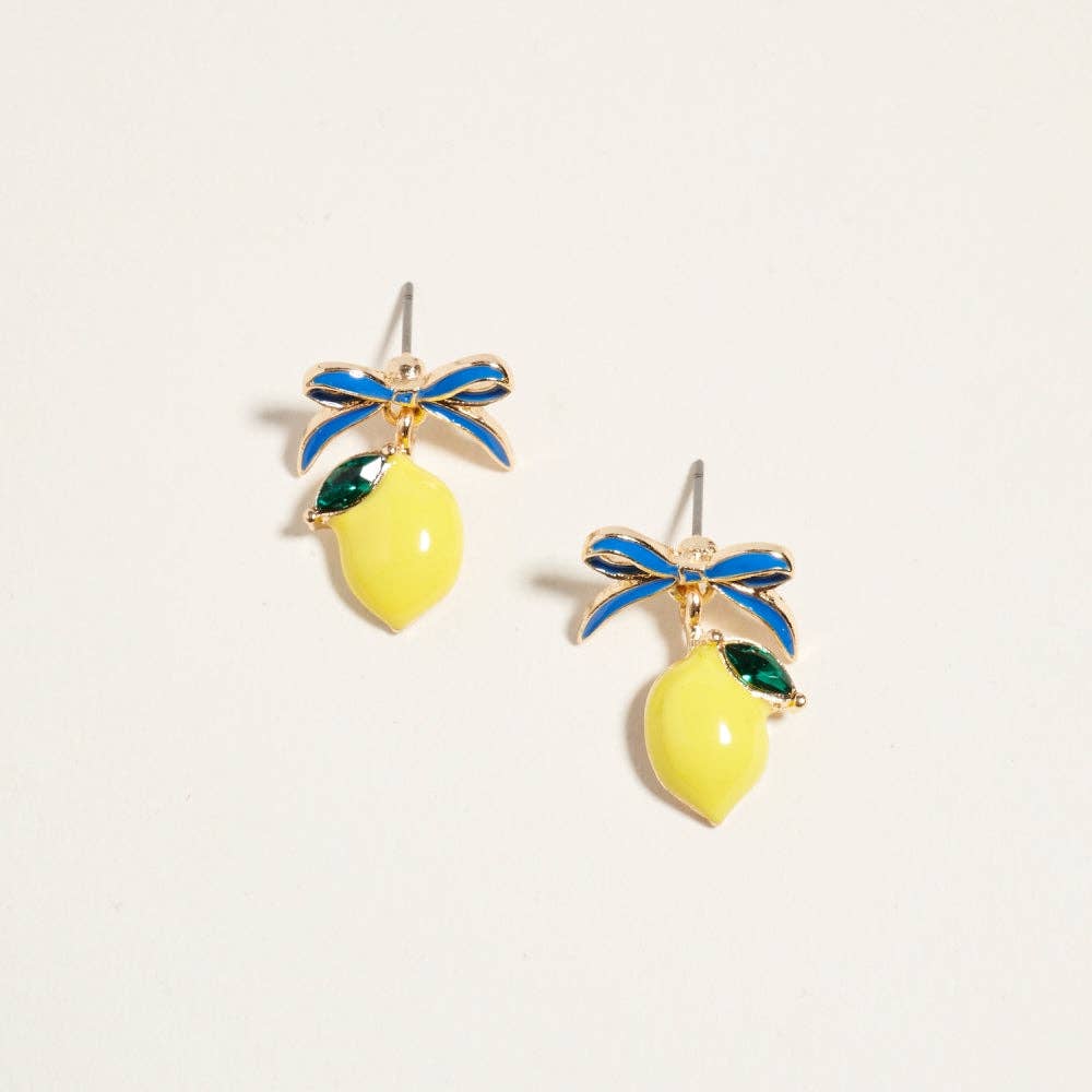 Designature New York - Summer Tropical Fruit Ribbon Bow Post Earrings