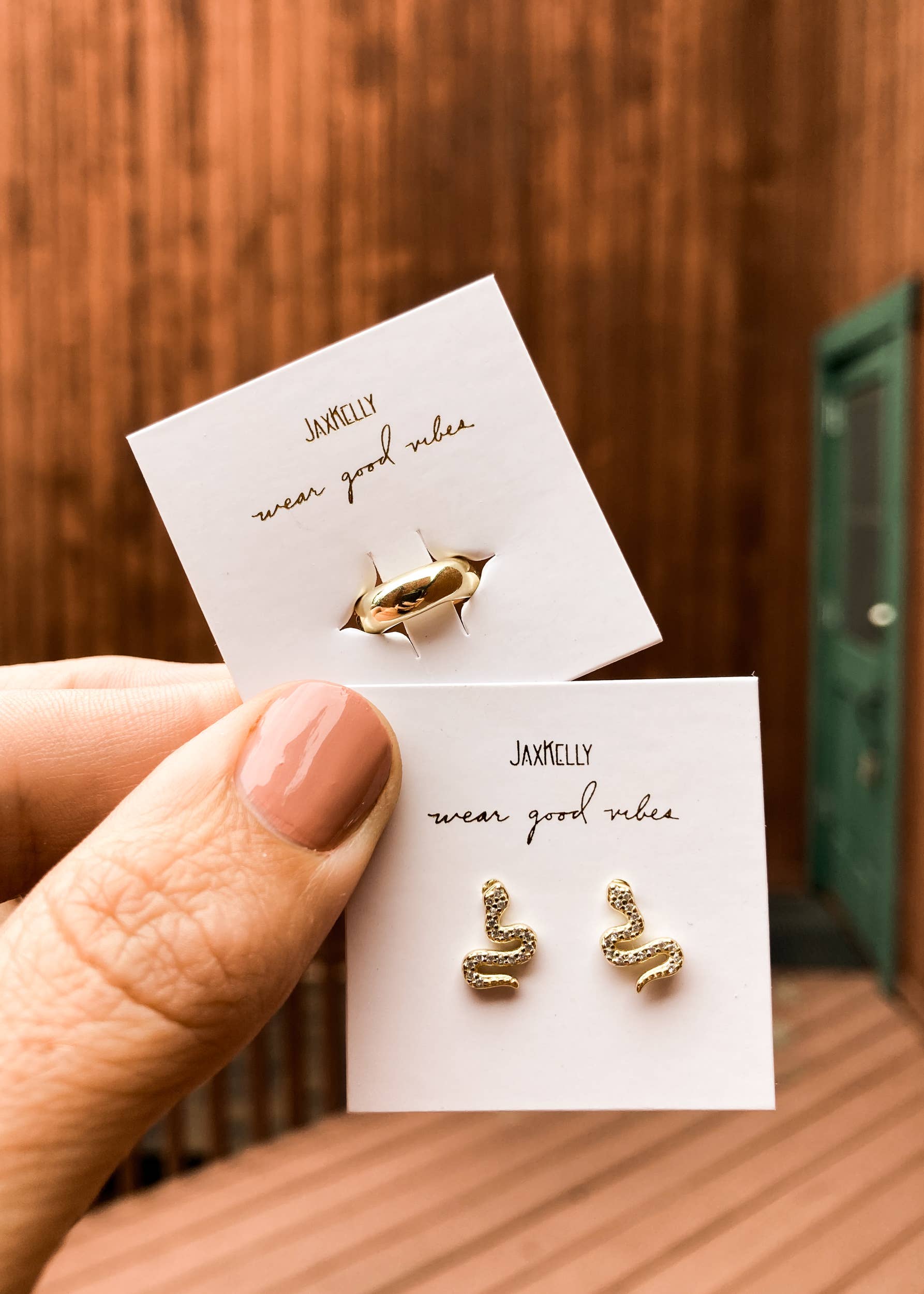 JaxKelly - Pave Stud - Snake - Gold Earrings