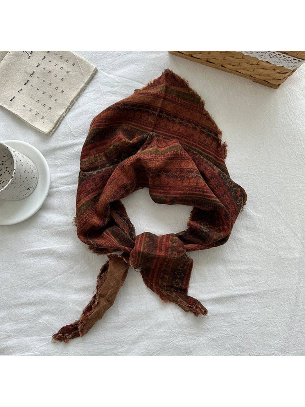 Funkyrel® Atzbranding Limited - Scarvii - Retro Washed Frayed Trim Triangle Scarf